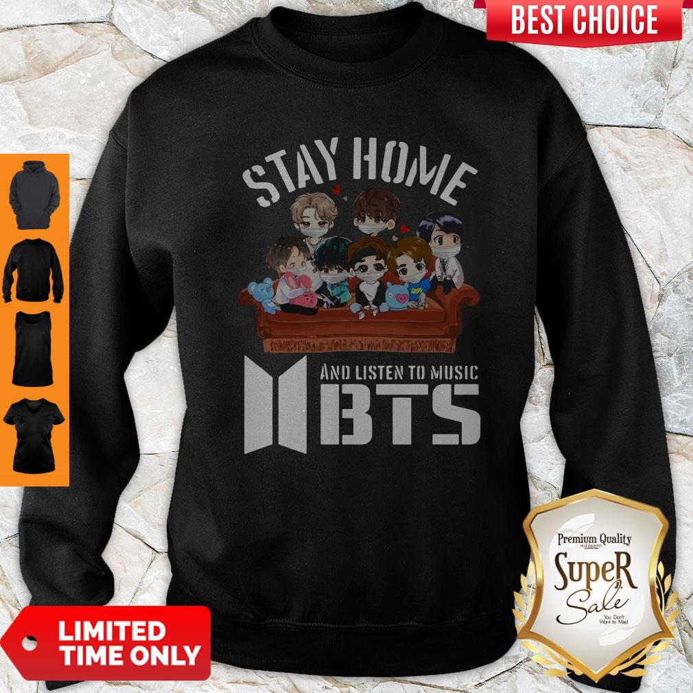 Funny Stay Home And Listen To Music Bts Shirt - Image 3
