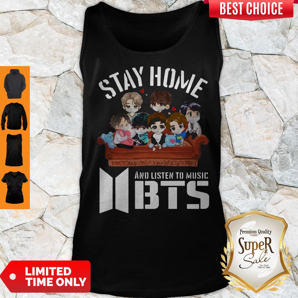 Funny Stay Home And Listen To Music Bts Shirt - Image 2