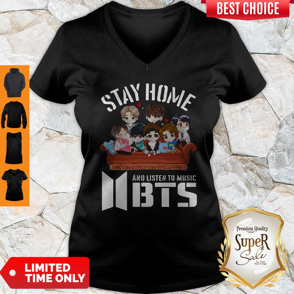 Funny Stay Home And Listen To Music Bts Shirt - Image 5