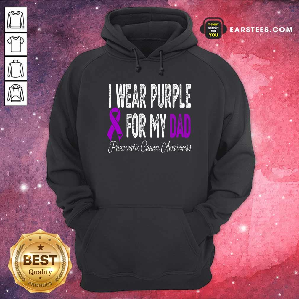 Original I Wear Purple For My Dad Pancreatic Cancer Awareness Ribbon Shirt - Image 2