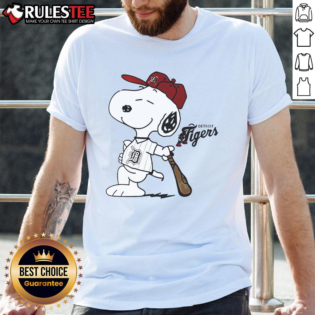 Cute Detroit Tigers Collab Snoopy 2025 Baseball T-Shirt