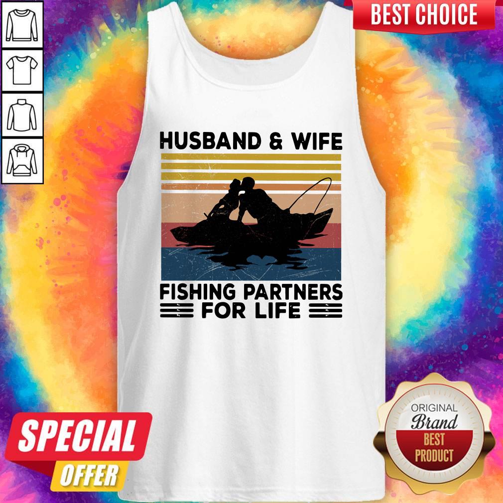 Husband And Wife Fishing Partners For Life Vintage Shirt - Image 2