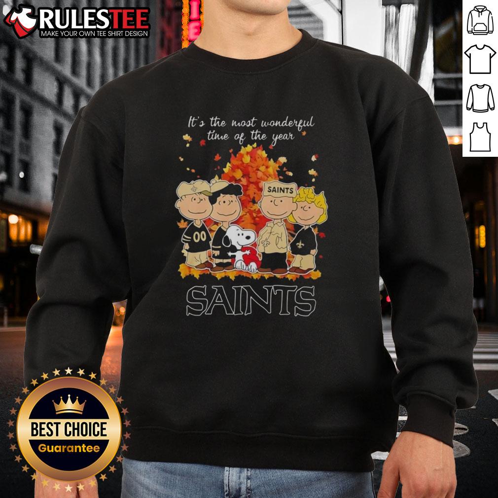 Awesome The Peanuts Character New Orleans Saints It's The Most Wonderful Time Of The Year T-Shirt - Image 5