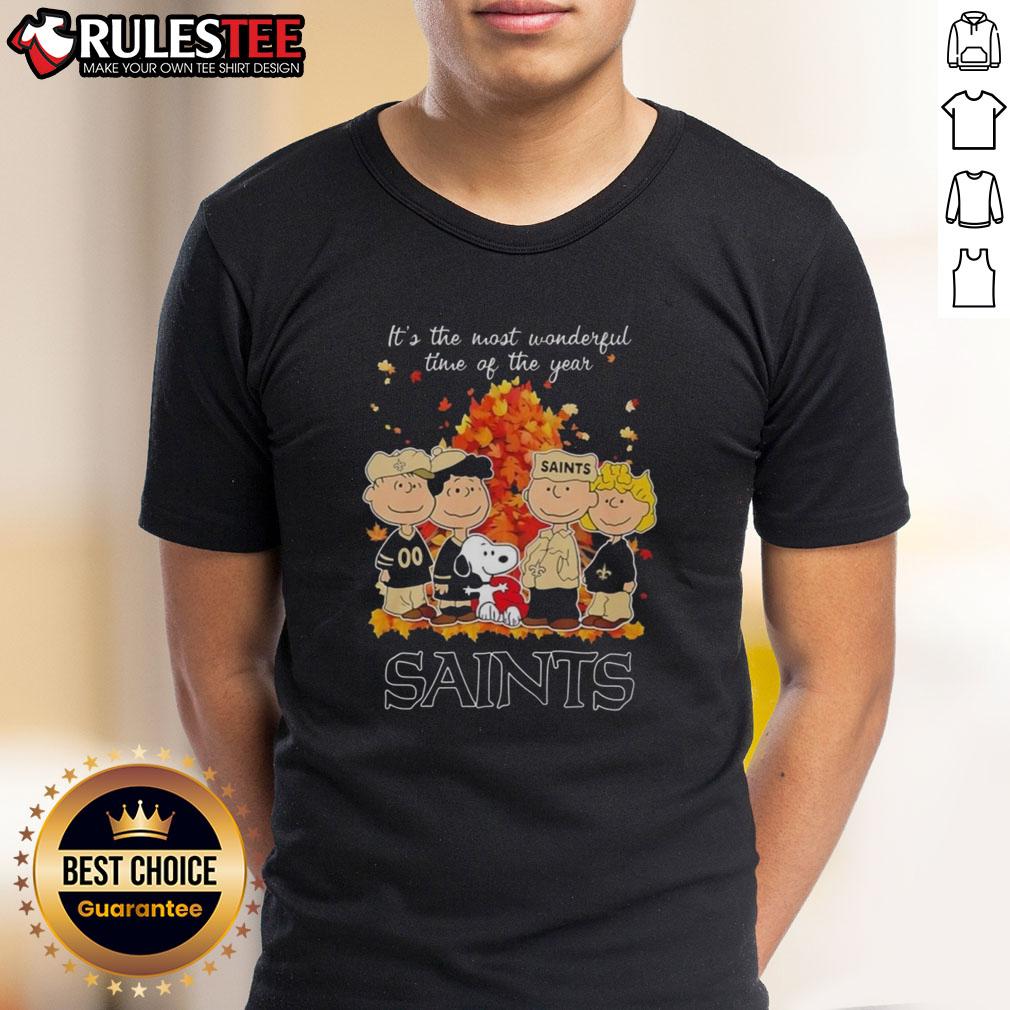 Awesome The Peanuts Character New Orleans Saints It's The Most Wonderful Time Of The Year T-Shirt