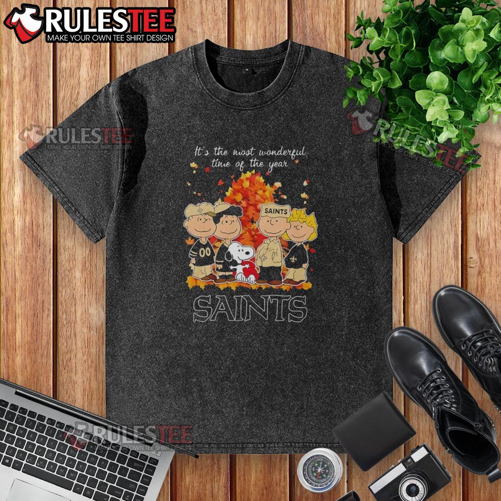 Awesome The Peanuts Character New Orleans Saints It's The Most Wonderful Time Of The Year T-Shirt - Image 6