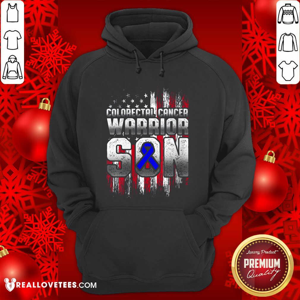 Nice Colorectal Cancer Warrior Son Ribbon American Flag Shirt - Image 4
