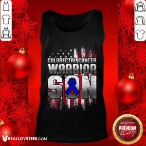 Alternative view of Nice Colorectal Cancer Warrior Son Ribbon American Flag Shirt