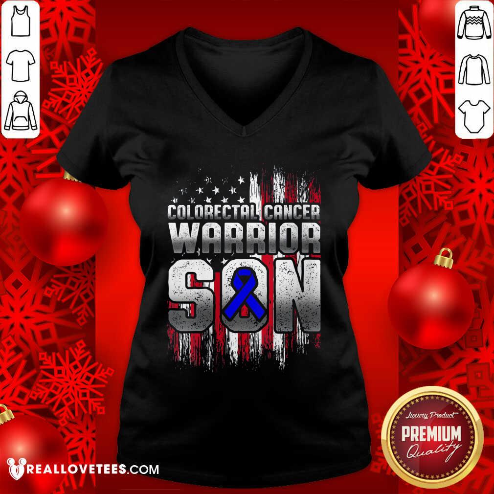 Nice Colorectal Cancer Warrior Son Ribbon American Flag Shirt - Image 5