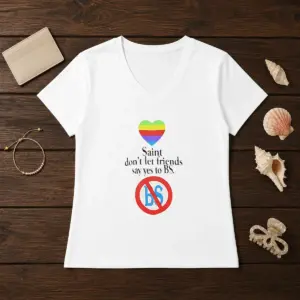Alternative view of Official Saint Don'T Let Friends Say Yes To BS Rainbow Heart Logo Shirt