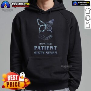 Alternative view of Pretty Impaired Patient Sixty-Seven Butterfly T-Shirt