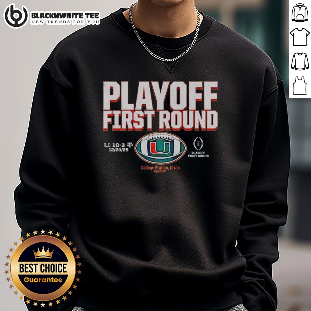 Good Miami Hurricanes Football 2025 CFP Playoff First Round Winner T-Shirt - Image 5