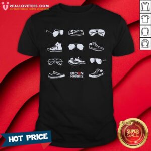 Cute Aviators and Sneakers Navy Biden Harris Shirt