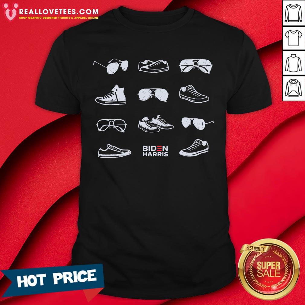 Cute Aviators and Sneakers Navy Biden Harris Shirt