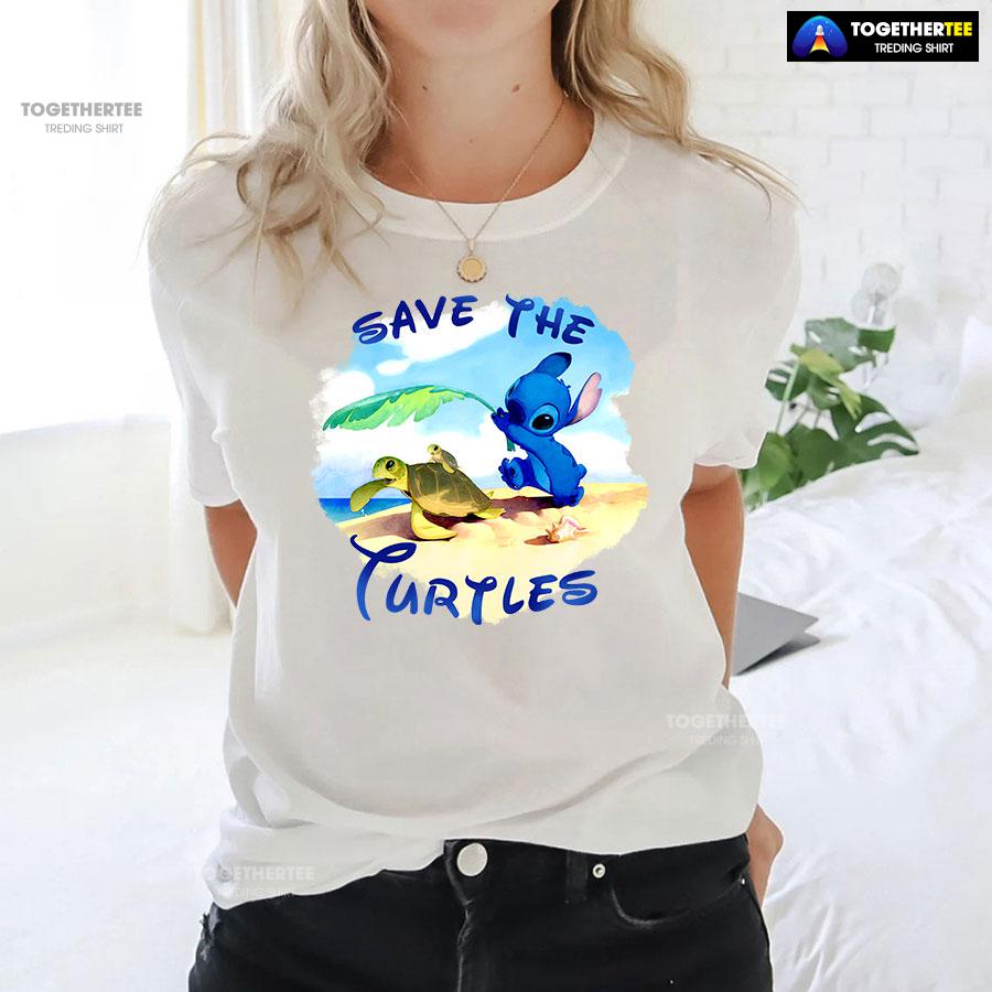 Stitch Save The Turtles T-Shirt - Image 3