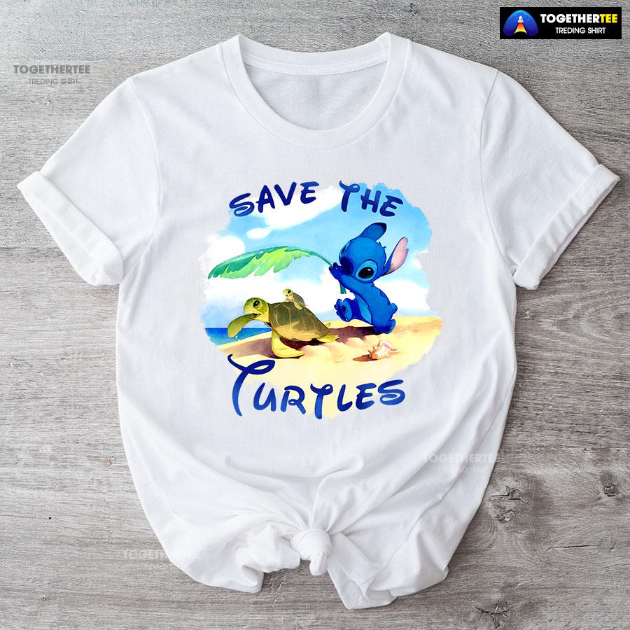 Stitch Save The Turtles T-Shirt - Image 4