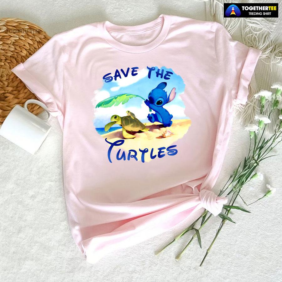 Stitch Save The Turtles T-Shirt - Image 5