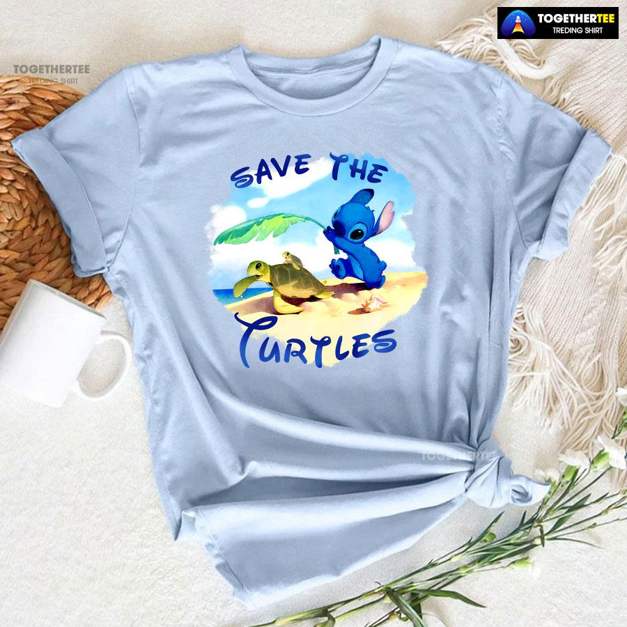 Stitch Save The Turtles T-Shirt - Image 6
