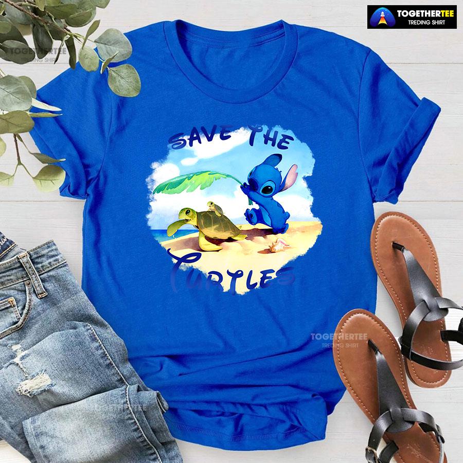 Stitch Save The Turtles T-Shirt - Image 7
