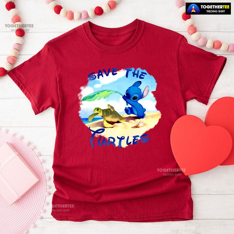 Stitch Save The Turtles T-Shirt - Image 8