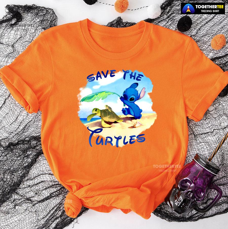 Stitch Save The Turtles T-Shirt - Image 9