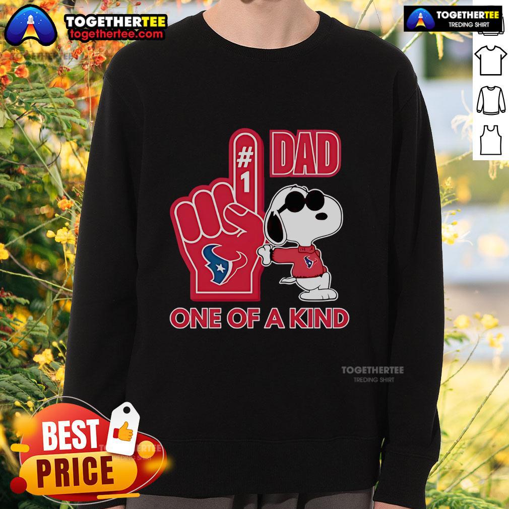 Premium Snoopy Houston Texans #1 DAD One Of A Kind T-Shirt - Image 5