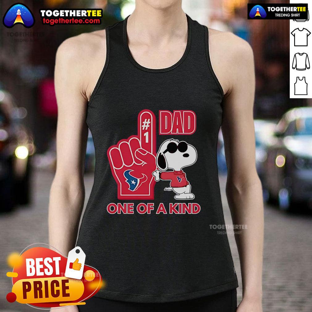 Premium Snoopy Houston Texans #1 DAD One Of A Kind T-Shirt - Image 4