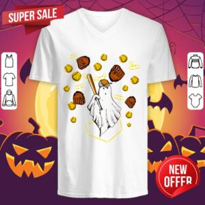 Alternative view of Nice Halloween Ghost Playing Softball Shirt