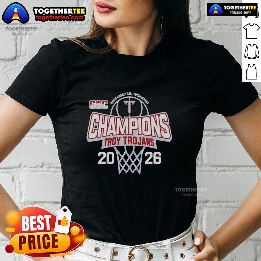 Nice Troy Trojans 2026 Sun Belt Men’s Basketball Tournament Champions T-Shirt - Image 3
