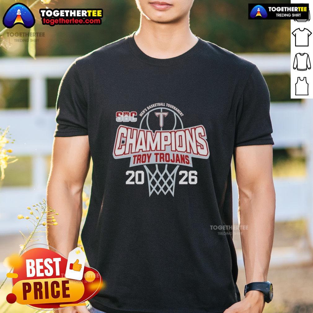 Nice Troy Trojans 2026 Sun Belt Men’s Basketball Tournament Champions T-Shirt