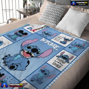 Alternative view of Disney Cartoon Stitch With Friends Blanket Customize Blanket
