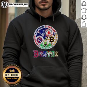 Alternative view of Official Boston Sports Patriots Red Sox Bruins Celtics Revolution Logo T-Shirt