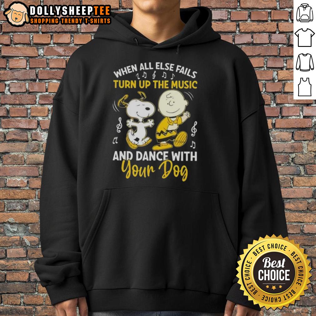 Awesome Snoopy And Charlie Brown When All Else Fails Turn Up The Music And Dance With Your Dog T-Shirt - Image 2