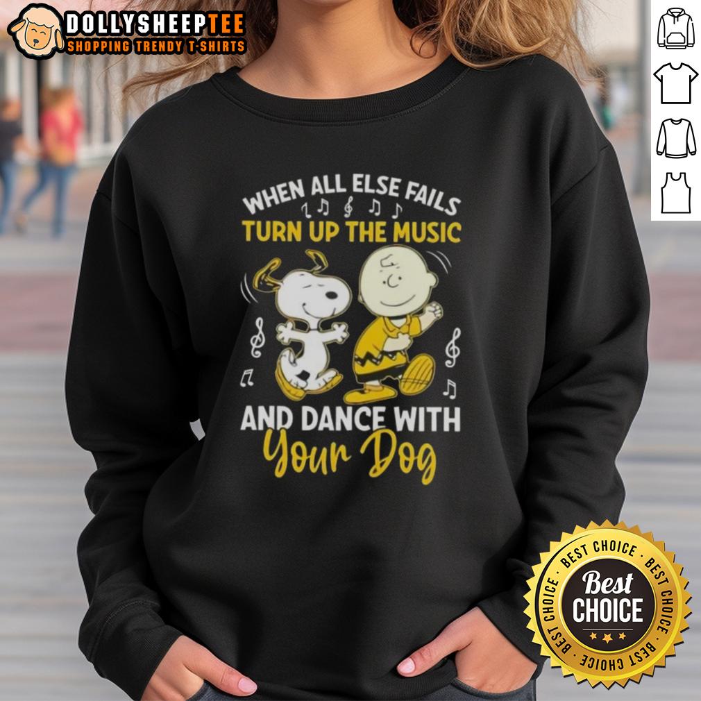 Awesome Snoopy And Charlie Brown When All Else Fails Turn Up The Music And Dance With Your Dog T-Shirt - Image 5