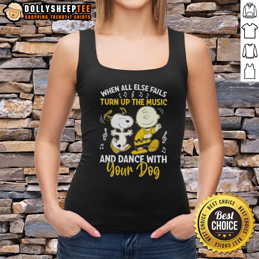 Awesome Snoopy And Charlie Brown When All Else Fails Turn Up The Music And Dance With Your Dog T-Shirt - Image 4
