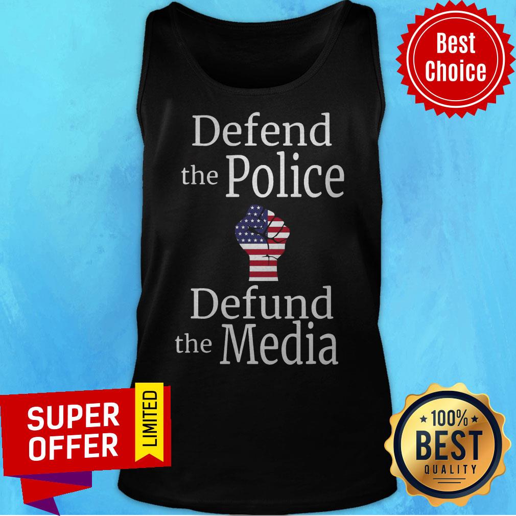 Official Defend The Police Defund The Media American Flag Shirt - Image 5