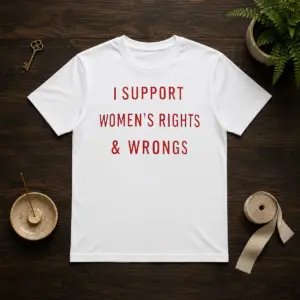 Official I Support Women'S Rights And Wrongs Funny Quote Shirt