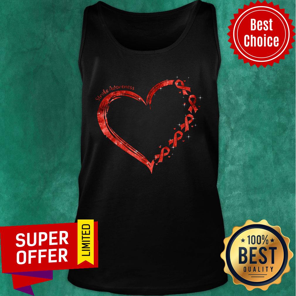 Stroke Awareness Red Heart Shirt - Image 4