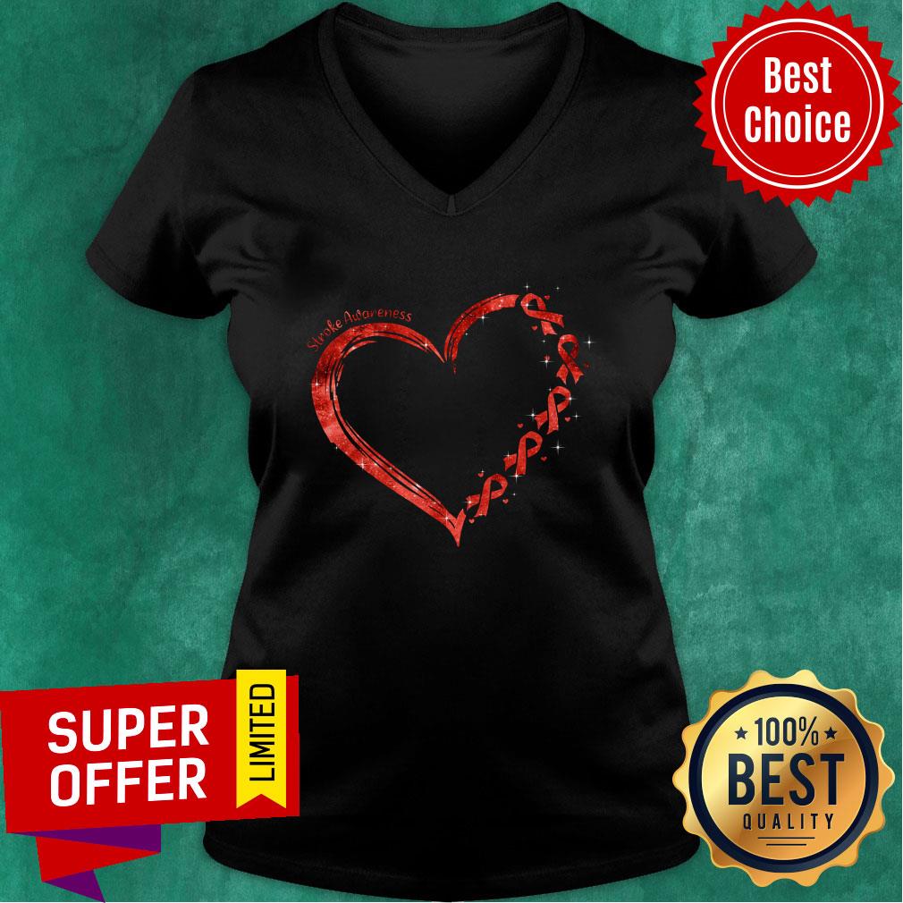 Stroke Awareness Red Heart Shirt - Image 3