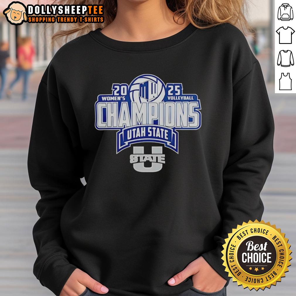 Original Utah State Aggies 2025 Mountain West Women's Volleyball Champions T-Shirt - Image 5