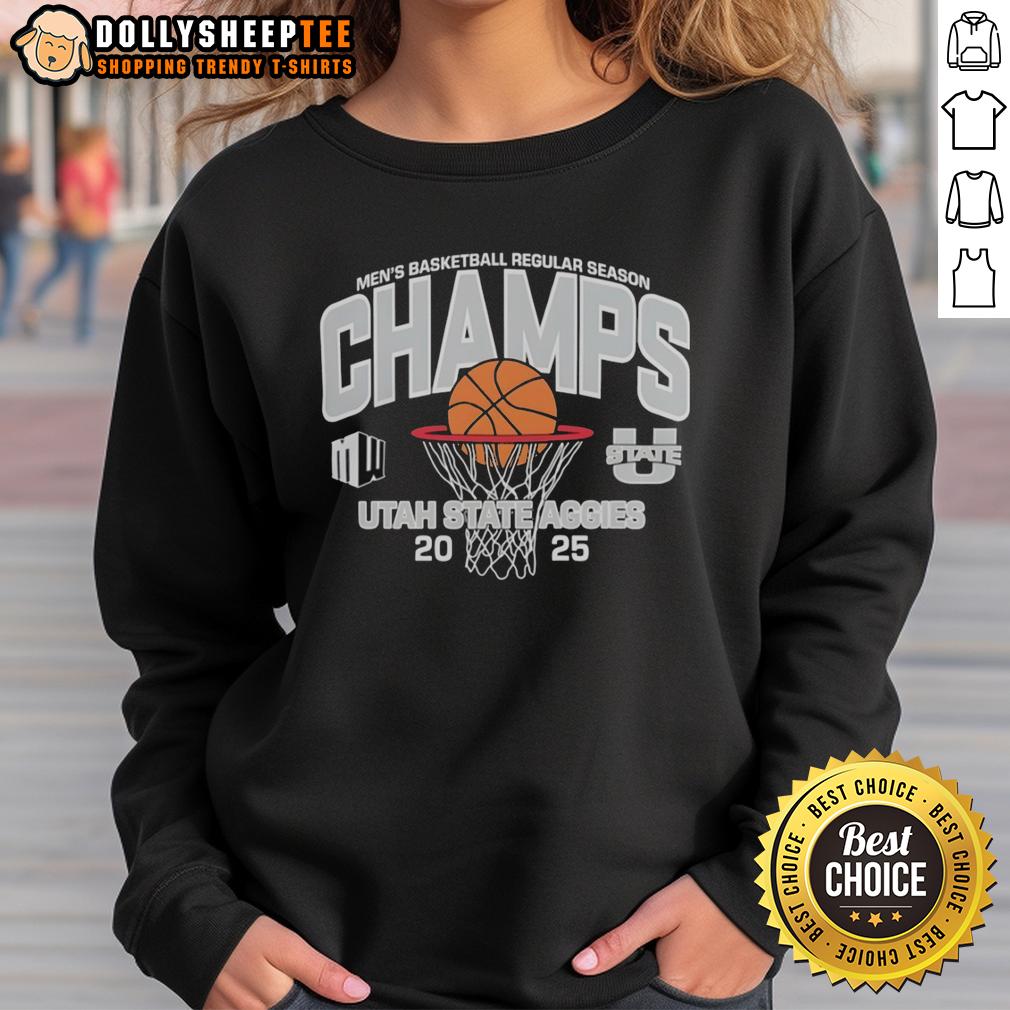 Original Utah State Aggies Men's Basketball 2025 Mountain West Regular Season Champions T-Shirt - Image 5