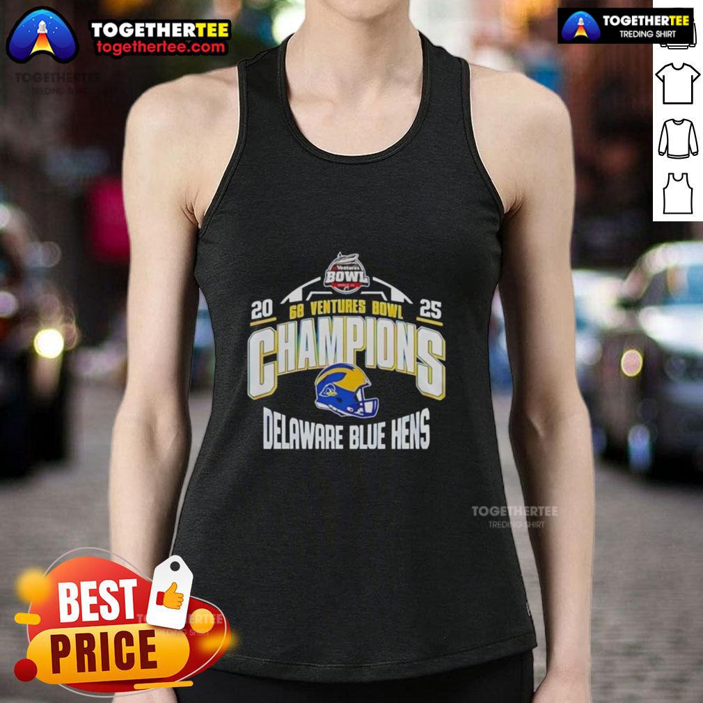 Official Delaware Blue Hens 2025 68 Ventures Bowl Champions Helmet T-Shirt - Image 4