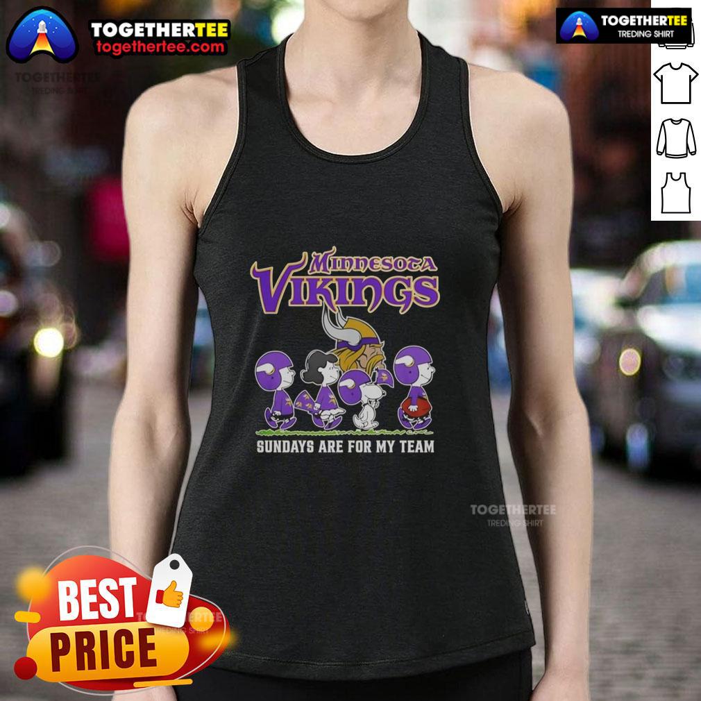 Original Snoopy And Friends Minnesota Vikings Football Sundays Are For My Team T-Shirt - Image 4