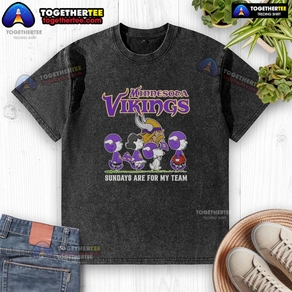 Original Snoopy And Friends Minnesota Vikings Football Sundays Are For My Team T-Shirt - Image 6