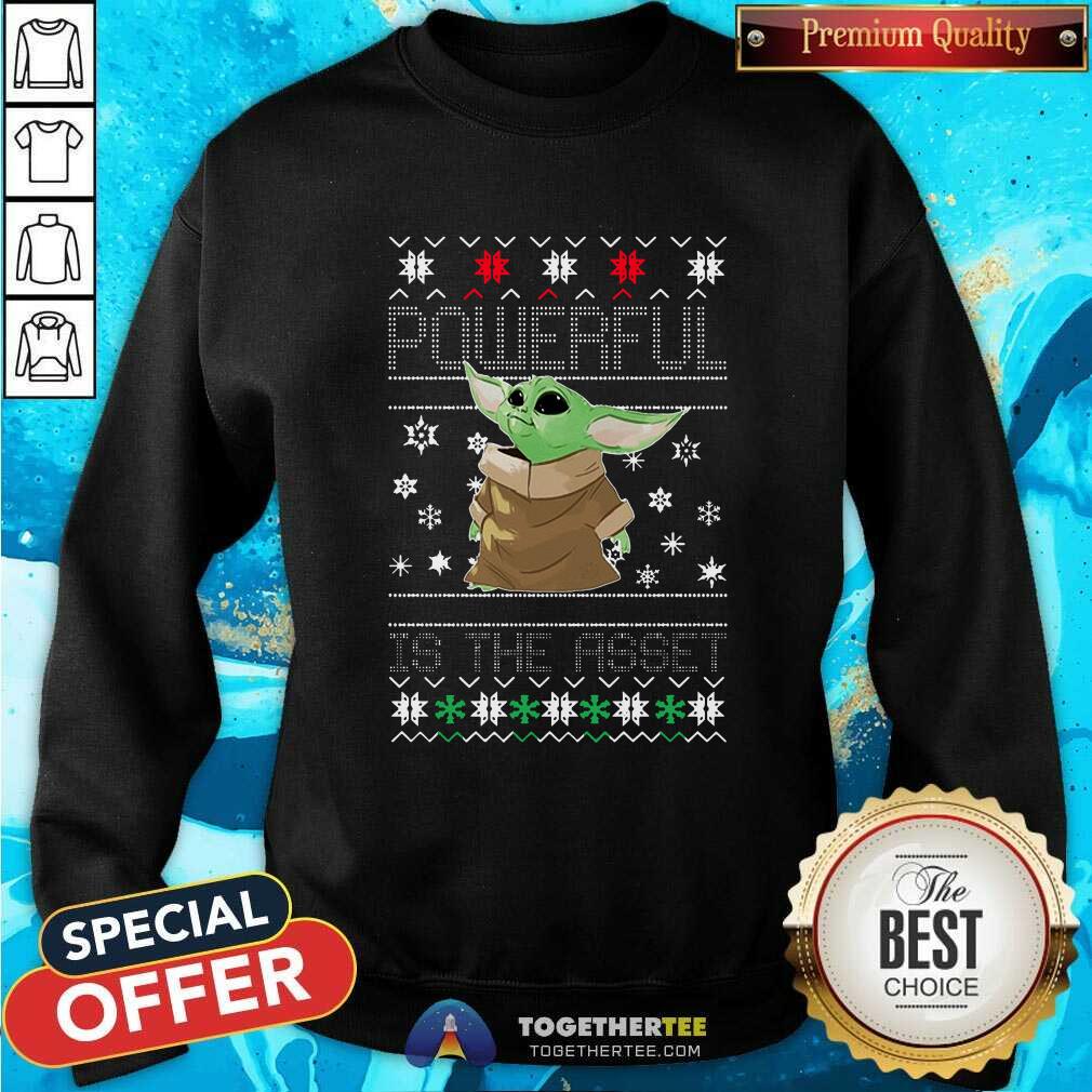 Hot Powerful Is The Asset Baby Yoda Mandalorian Christmas Shirt - Image 4