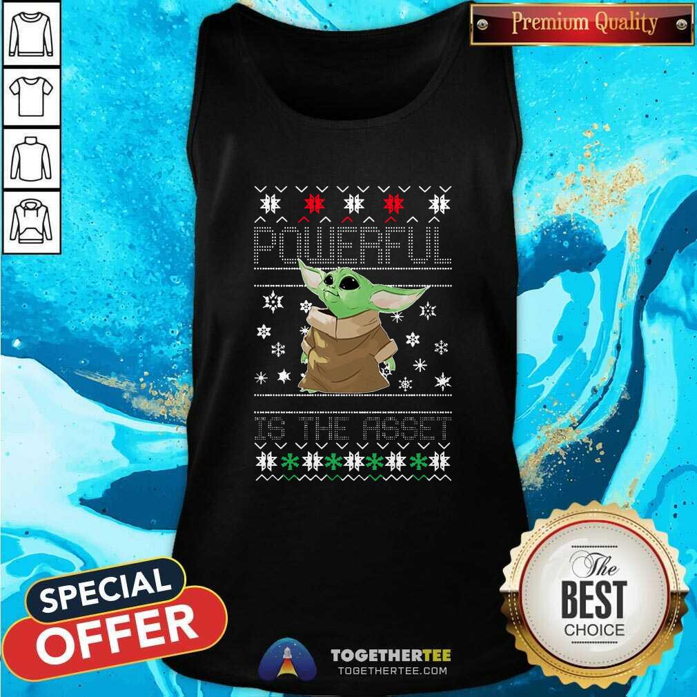 Hot Powerful Is The Asset Baby Yoda Mandalorian Christmas Shirt - Image 3