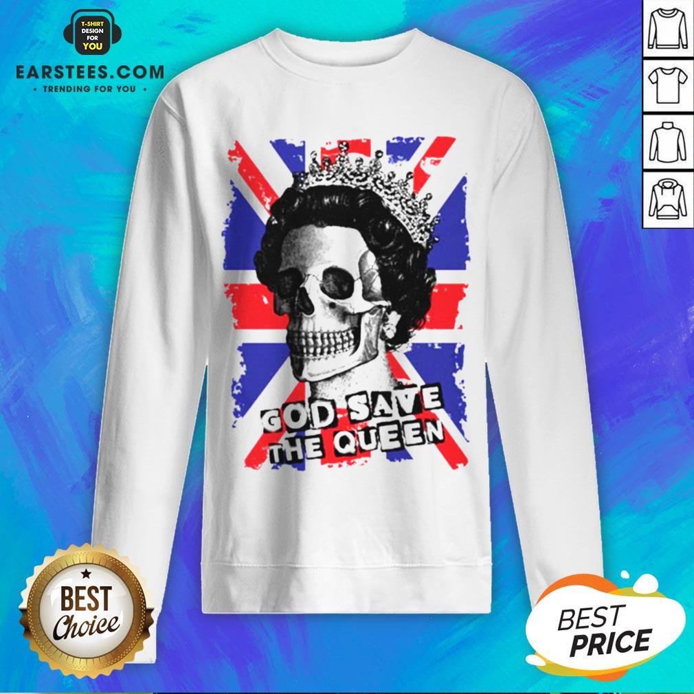 Awesome Skull God Save The Queen American Flag Shirt - Image 5