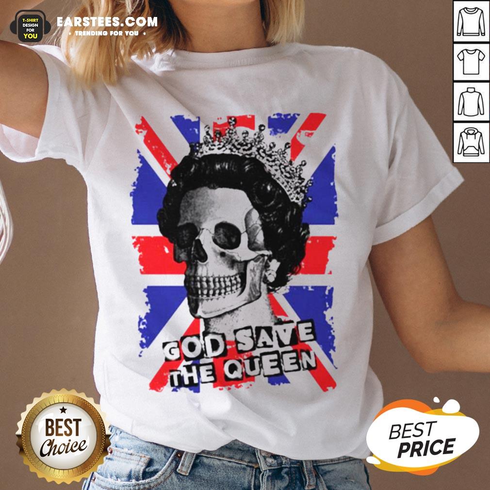 Awesome Skull God Save The Queen American Flag Shirt - Image 3