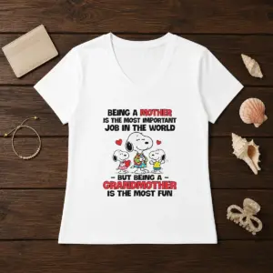 Alternative view of Premium Snoopy Peanuts Being A Mother Is The Most Important Job But Being A Grandmother Shirt