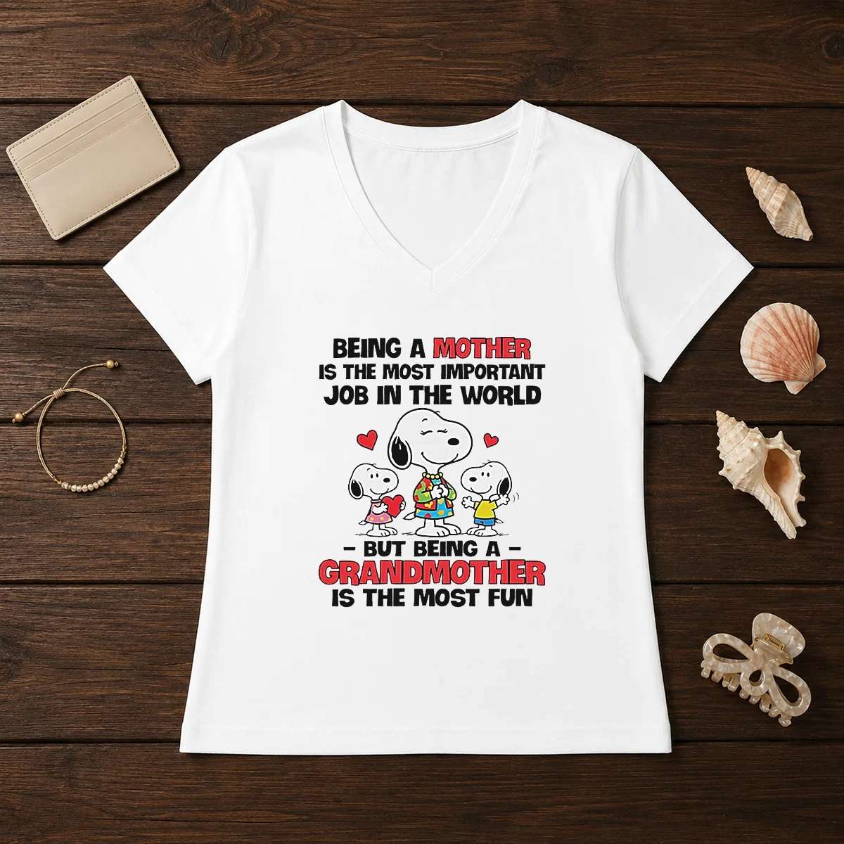Premium Snoopy Peanuts Being A Mother Is The Most Important Job But Being A Grandmother Shirt - Image 2