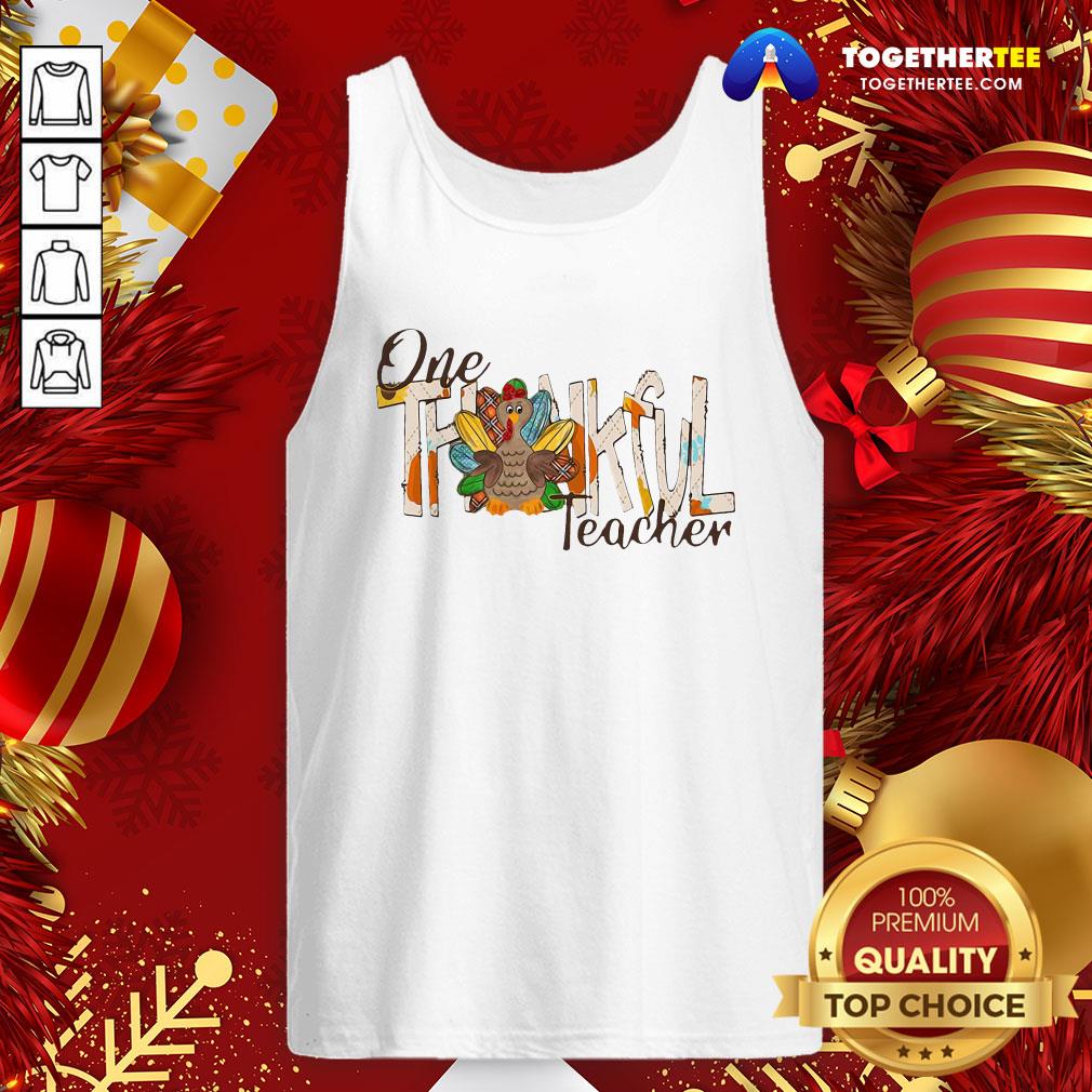 Happy One Thankful Teacher Thanksgiving Leopard Turkey Shirt - Image 3